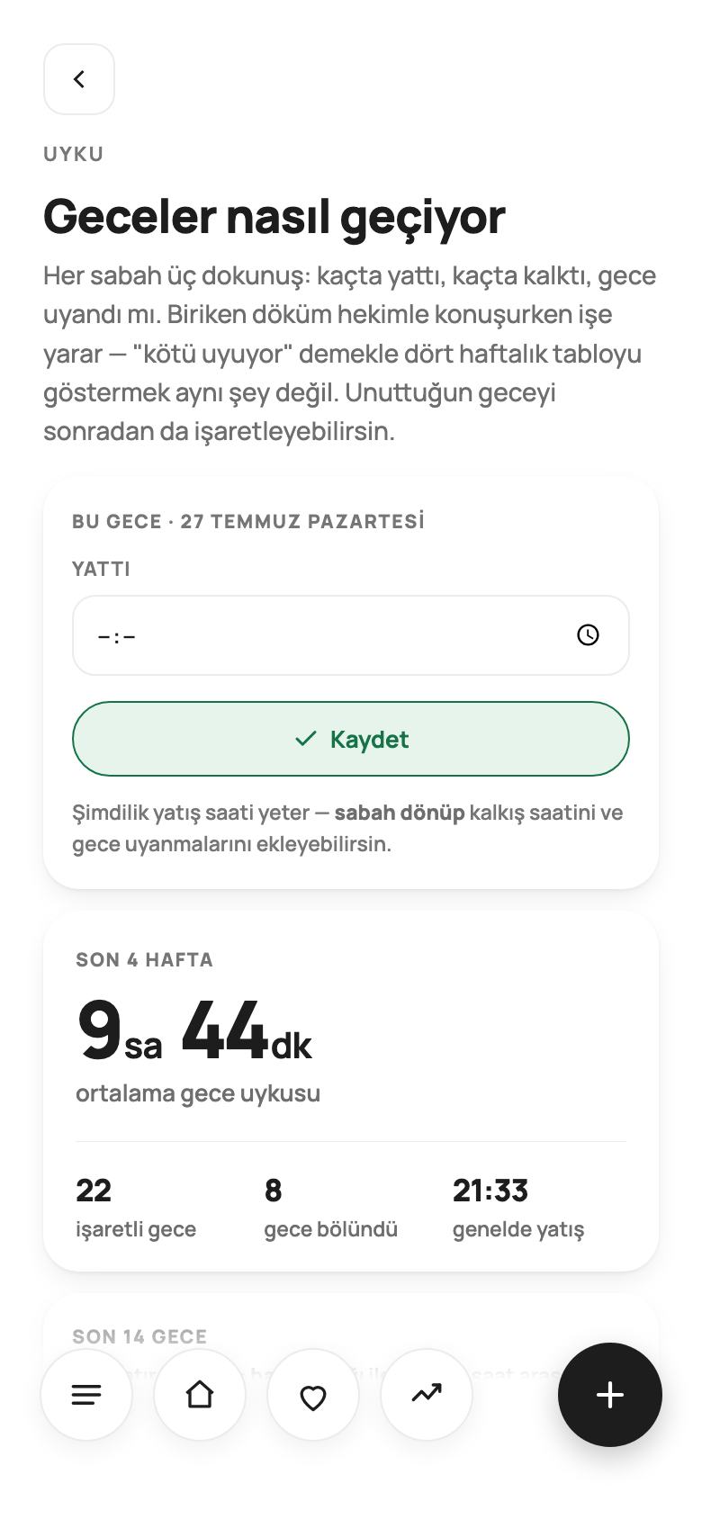 Uyku ekranı: gecelerin yatış–kalkış aralığı